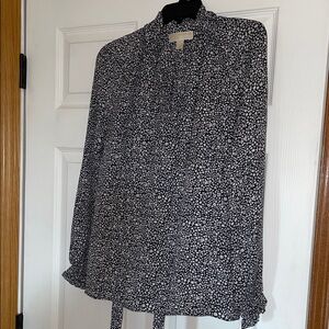 Michael Kors Black and White Patterned Blouse